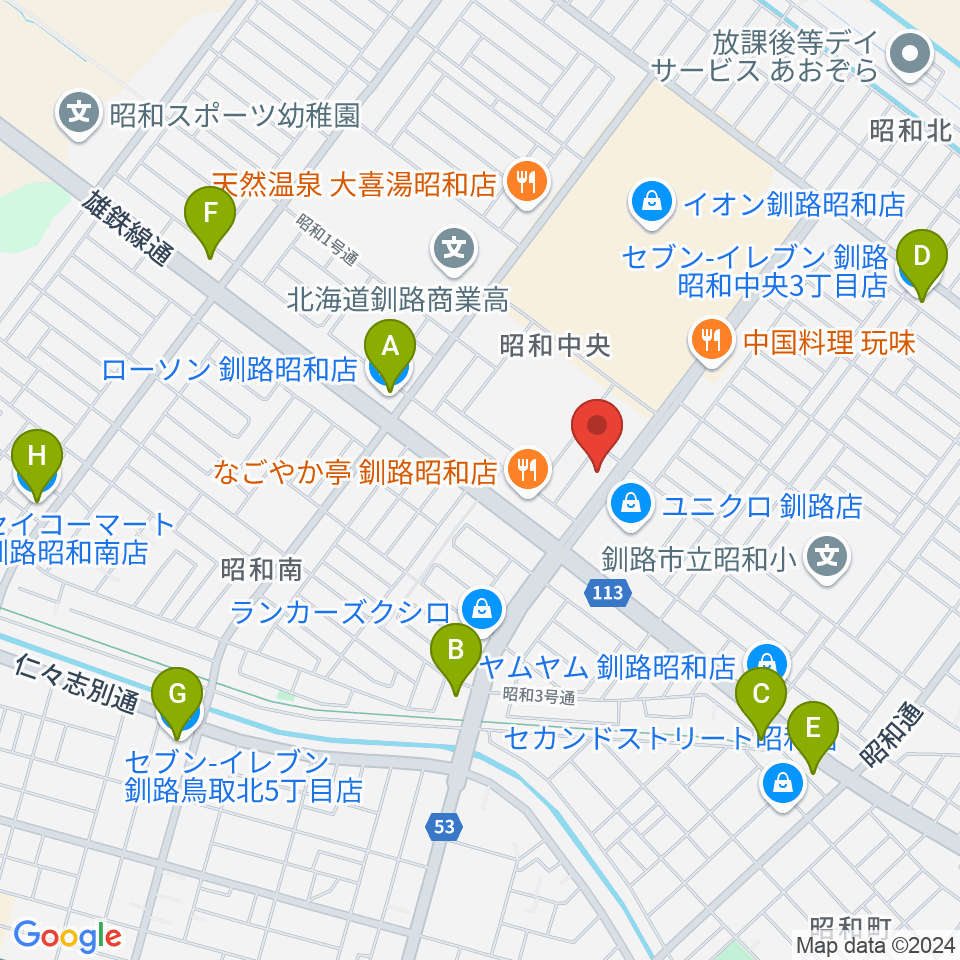 エルム楽器 昭和センター周辺のコンビニエンスストア一覧地図