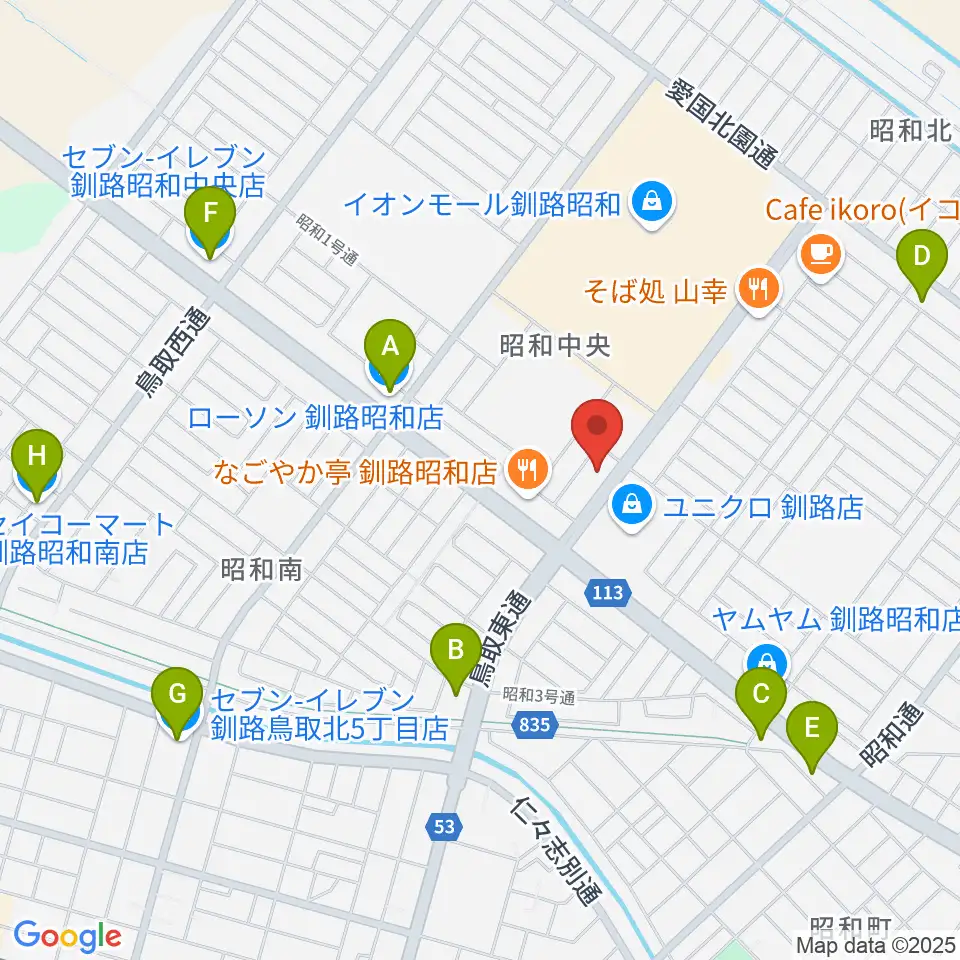 エルム楽器 昭和センター周辺のコンビニエンスストア一覧地図