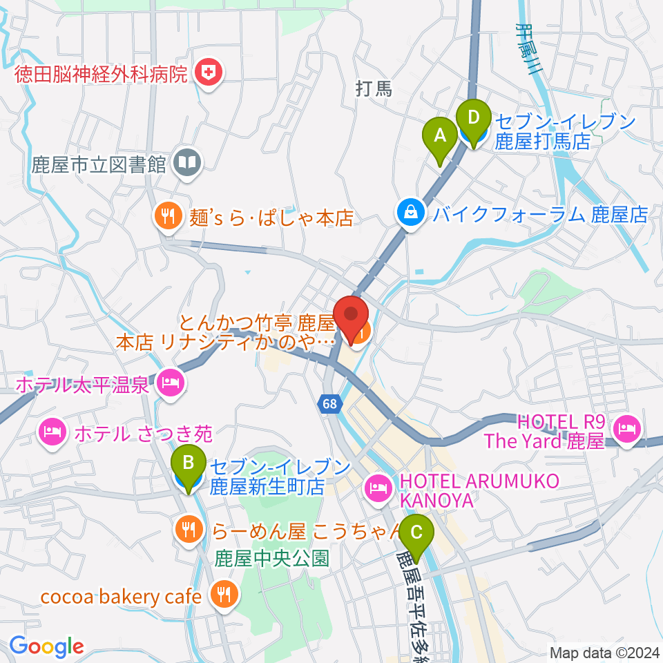 リナシティかのや 鹿屋市市民交流センター周辺のコンビニエンスストア一覧地図