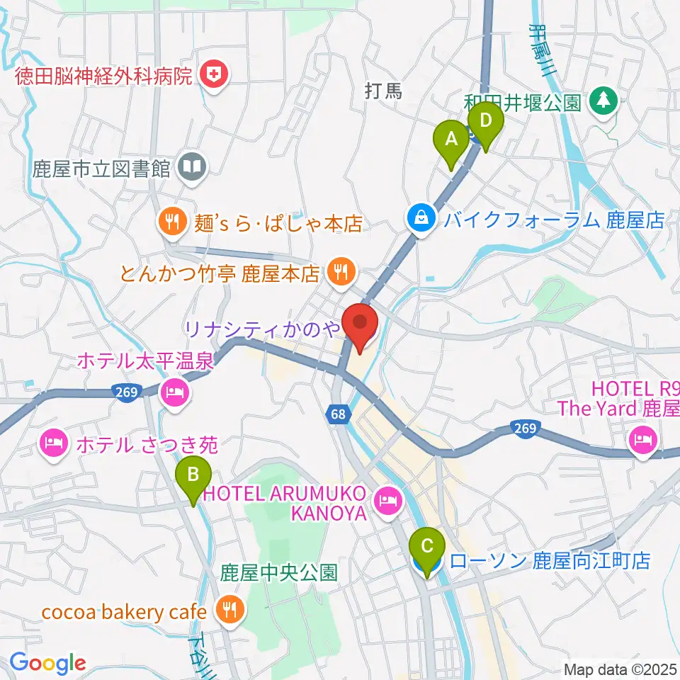 リナシティかのや 鹿屋市市民交流センター周辺のコンビニエンスストア一覧地図