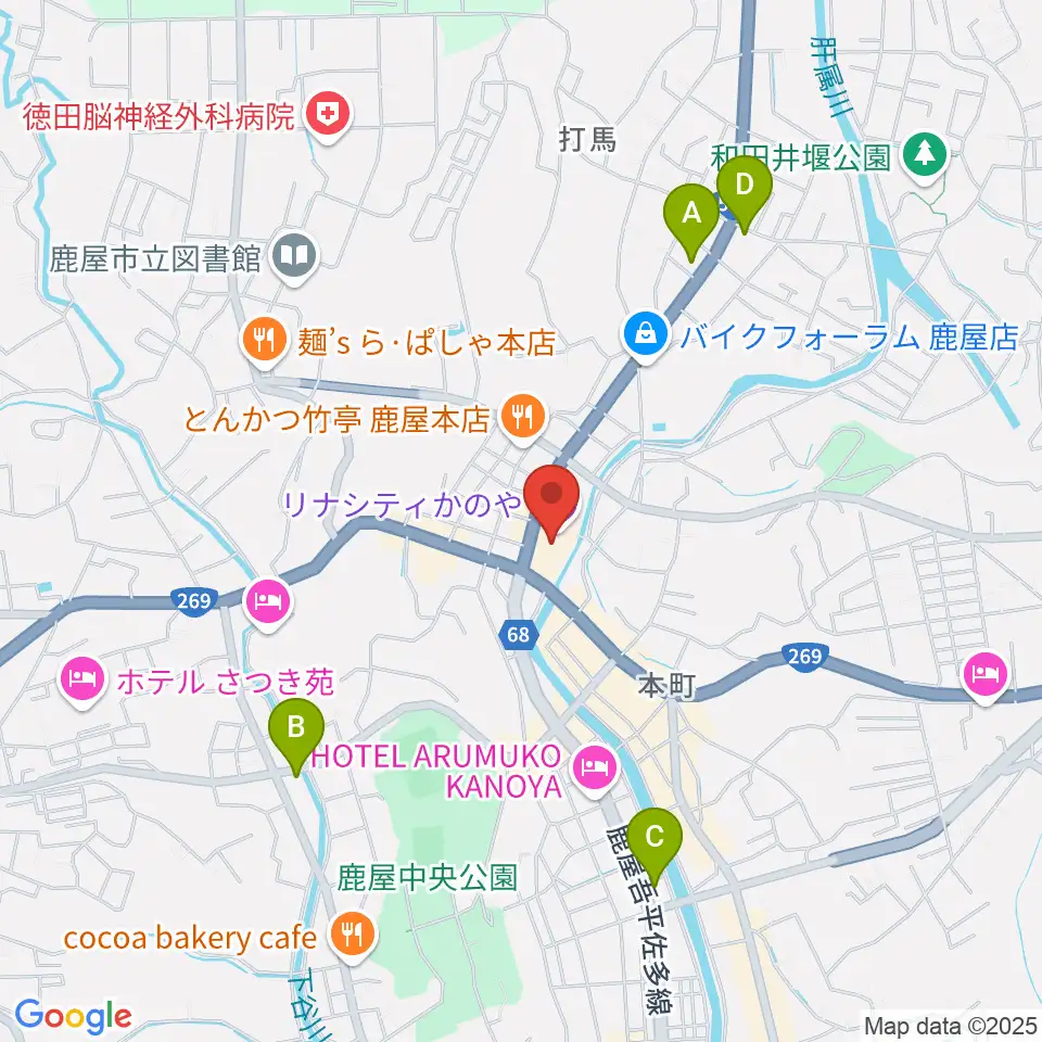 リナシティかのや 鹿屋市市民交流センター周辺のコンビニエンスストア一覧地図