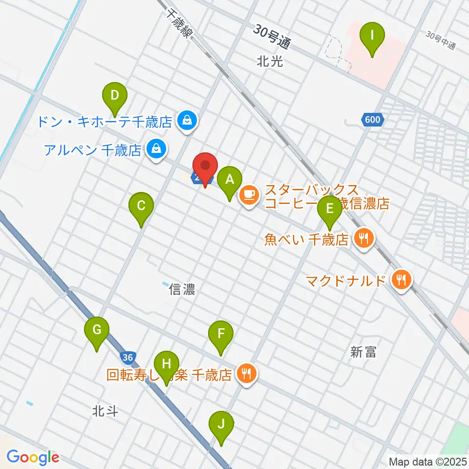 エルム楽器 千歳センター周辺のコンビニエンスストア一覧地図