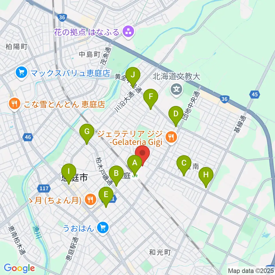 エルム楽器 恵庭駅前センター周辺のコンビニエンスストア一覧地図