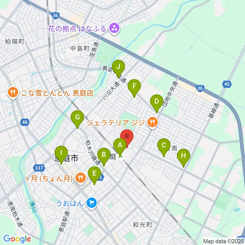 エルム楽器 恵庭駅前センター周辺のコンビニエンスストア一覧地図