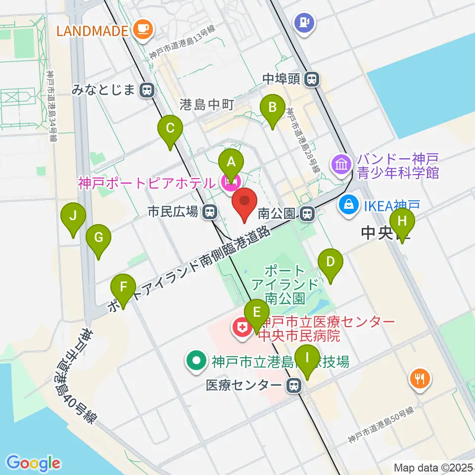 神戸ポートピアホール周辺のコンビニエンスストア一覧地図
