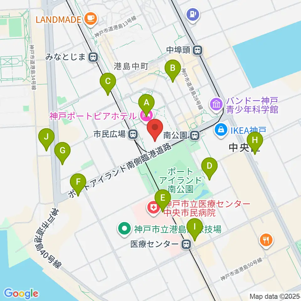 神戸ポートピアホール周辺のコンビニエンスストア一覧地図
