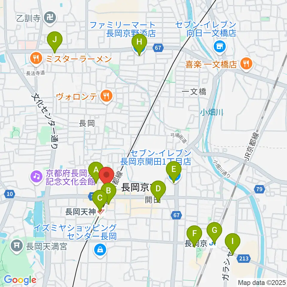 JEUGIA長岡京センター周辺のコンビニエンスストア一覧地図