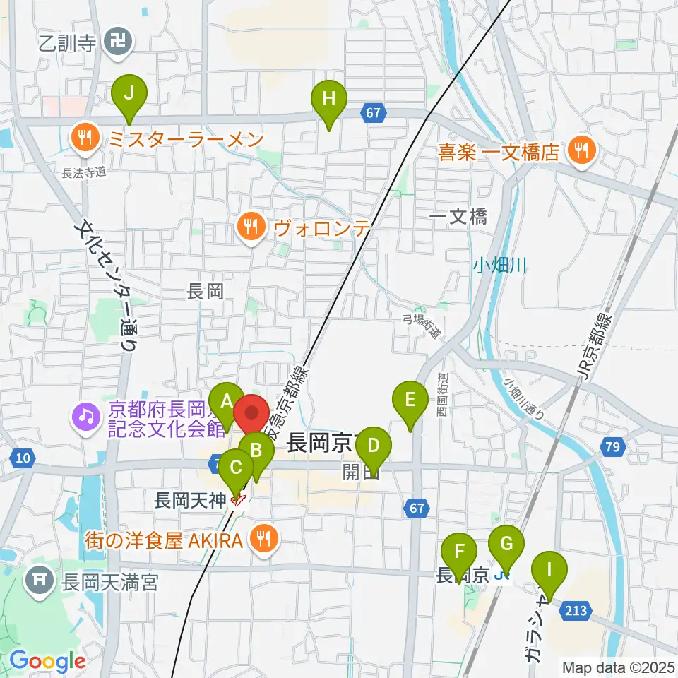 JEUGIA長岡京センター周辺のコンビニエンスストア一覧地図