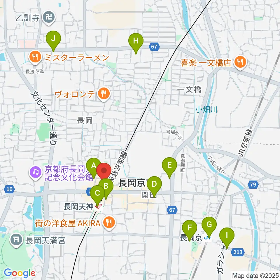 JEUGIA長岡京センター周辺のコンビニエンスストア一覧地図