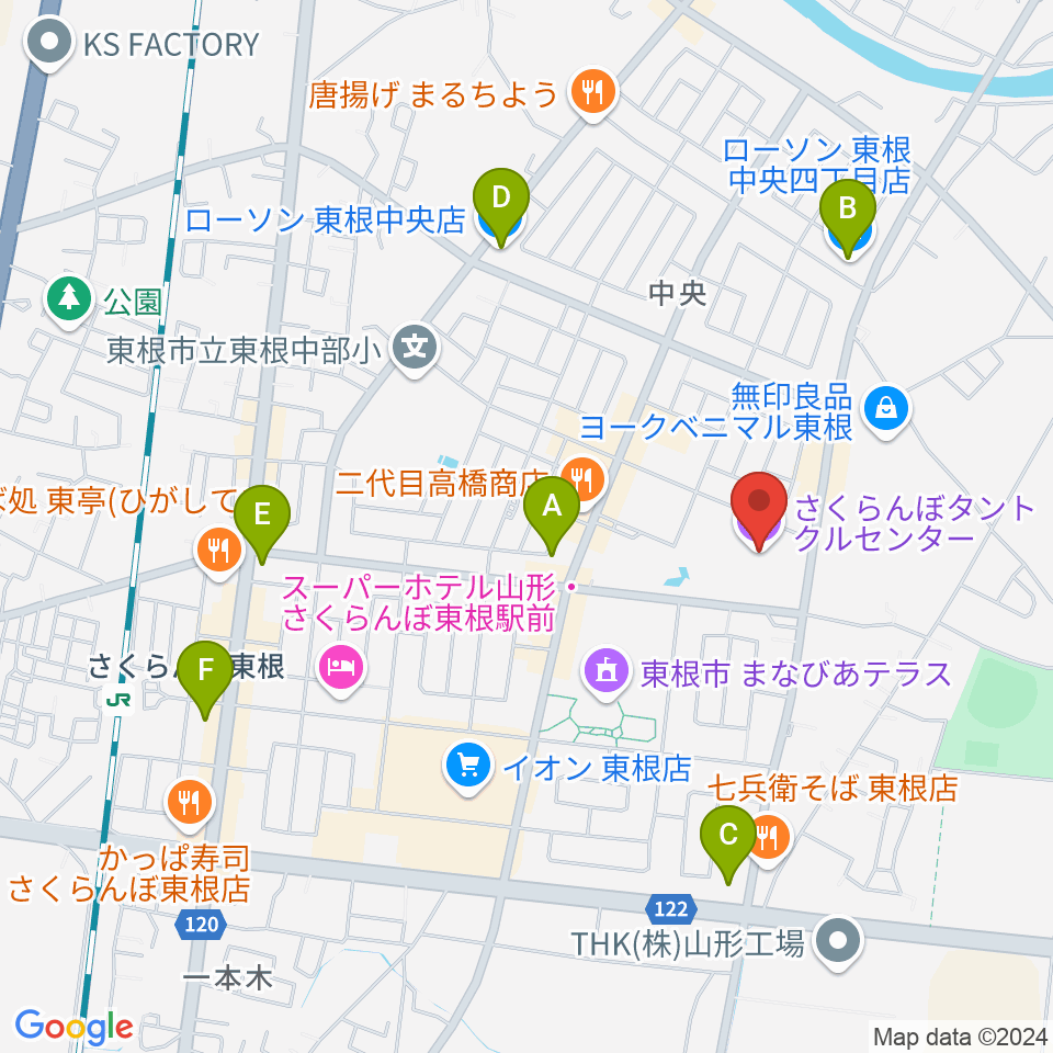 東根市さくらんぼタントクルセンター周辺のコンビニエンスストア一覧地図