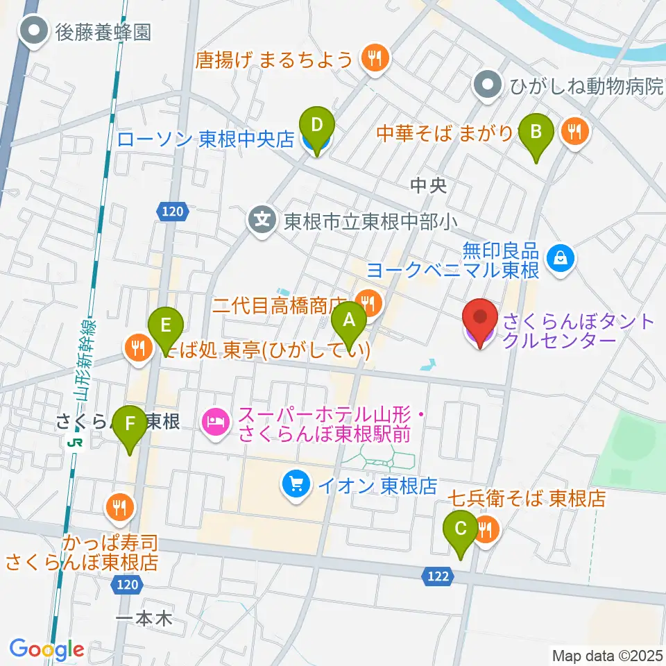 東根市さくらんぼタントクルセンター周辺のコンビニエンスストア一覧地図