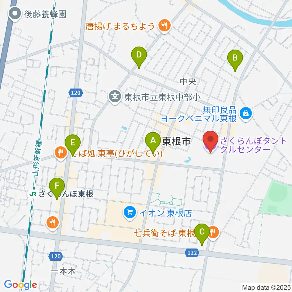 東根市さくらんぼタントクルセンター周辺のコンビニエンスストア一覧地図