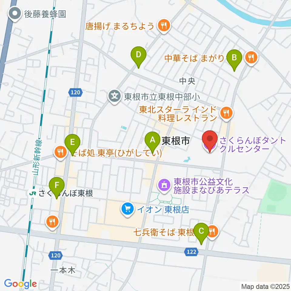 東根市さくらんぼタントクルセンター周辺のコンビニエンスストア一覧地図