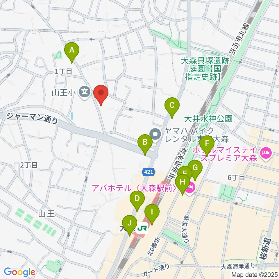 山王フォレスト大森シアター周辺のコンビニエンスストア一覧地図