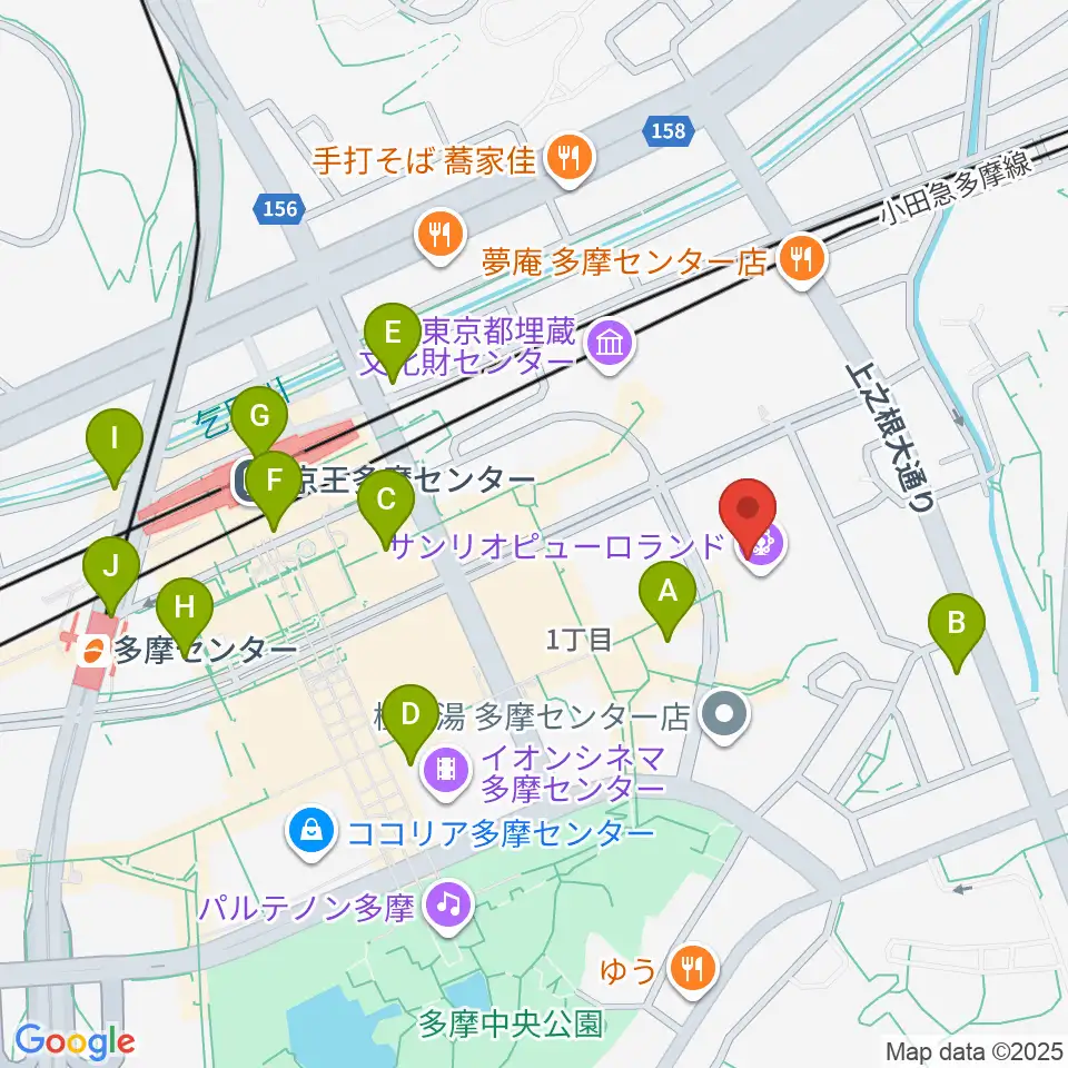 サンリオピューロランド周辺のコンビニエンスストア一覧地図