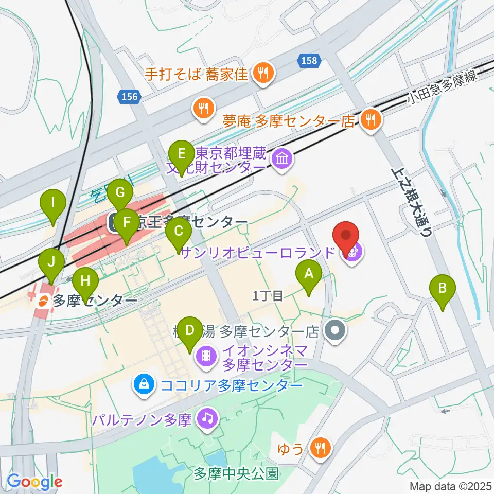 サンリオピューロランド周辺のコンビニエンスストア一覧地図