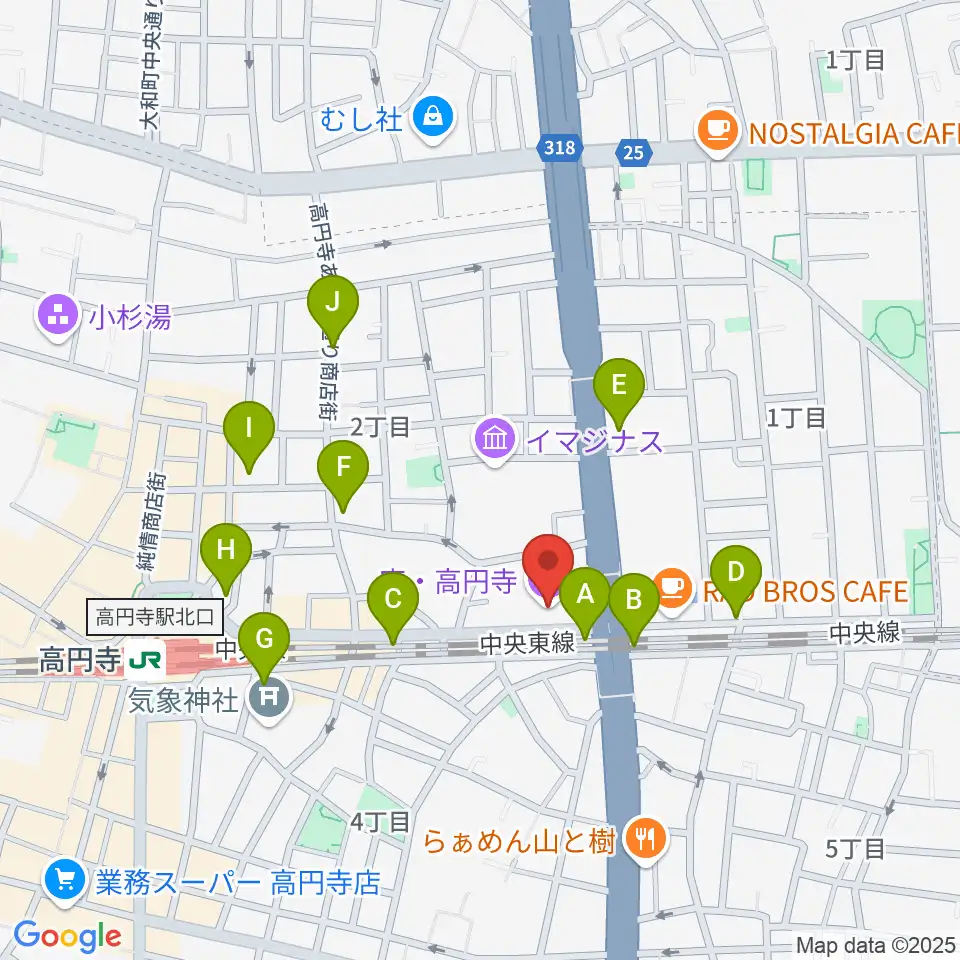 座・高円寺周辺のコンビニエンスストア一覧地図