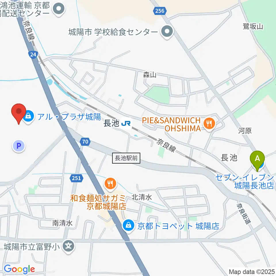 JEUGIA アルプラザ城陽センター周辺のコンビニエンスストア一覧地図