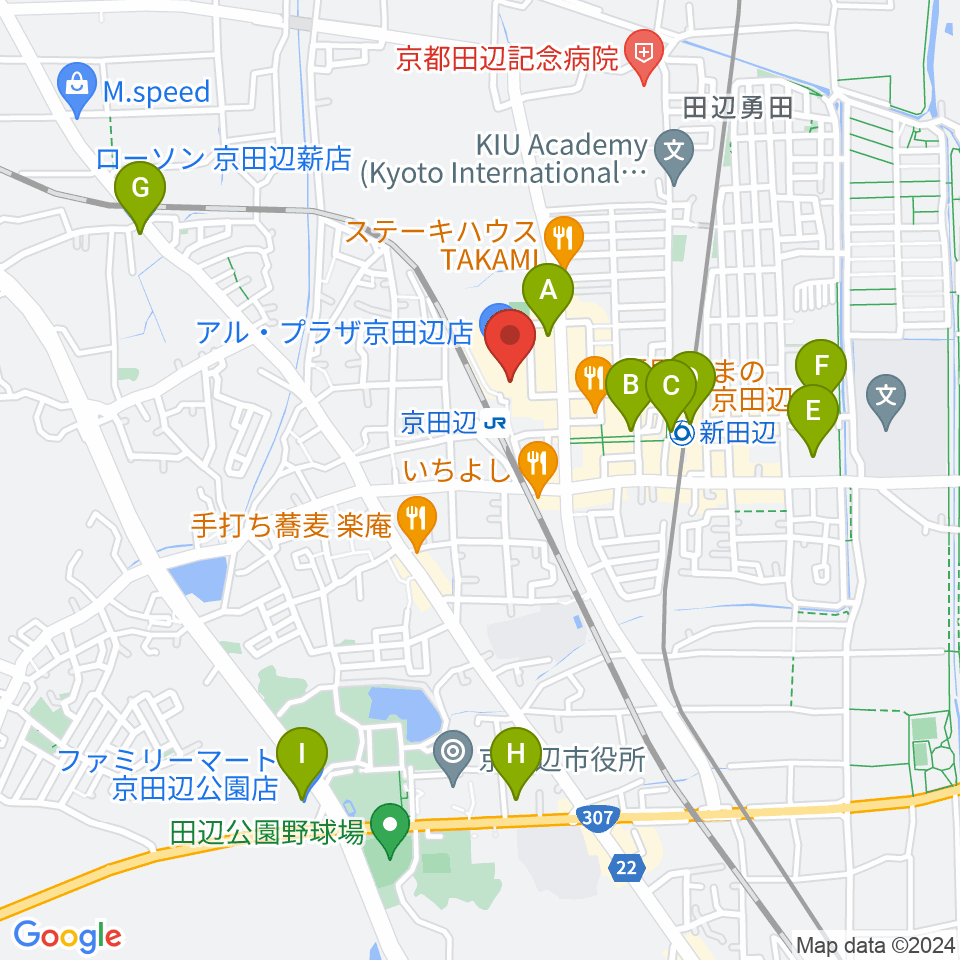 JEUGIAミュージックセンター アル・プラザ京田辺周辺のコンビニエンスストア一覧地図