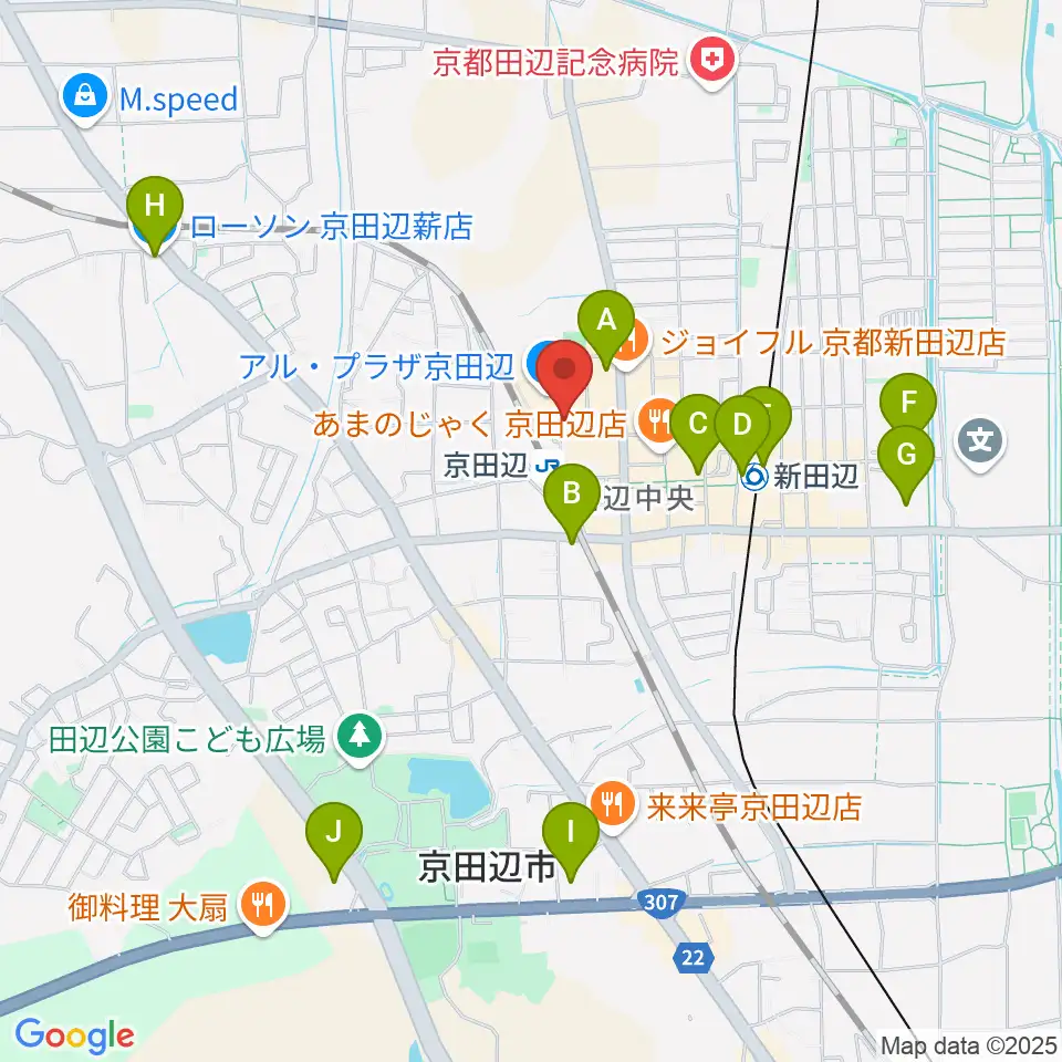 JEUGIAミュージックセンター アル・プラザ京田辺周辺のコンビニエンスストア一覧地図