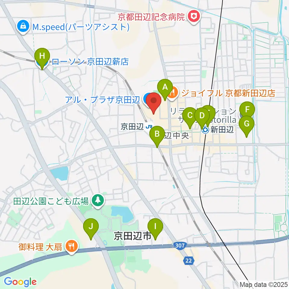 JEUGIAミュージックセンター アル・プラザ京田辺周辺のコンビニエンスストア一覧地図