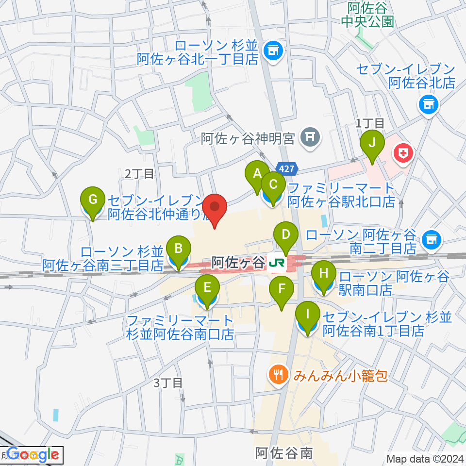 ラピュタ阿佐谷周辺のコンビニエンスストア一覧地図