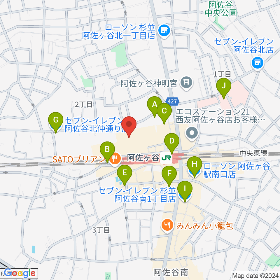 ラピュタ阿佐谷周辺のコンビニエンスストア一覧地図