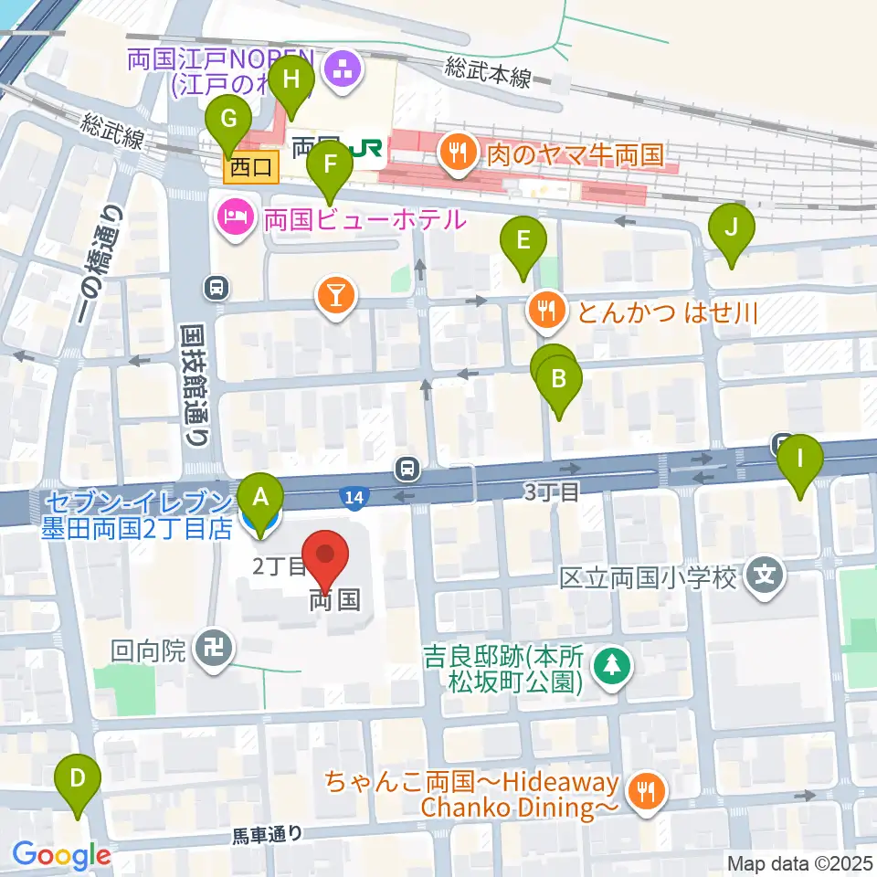 両国シアタ－カイ周辺のコンビニエンスストア一覧地図