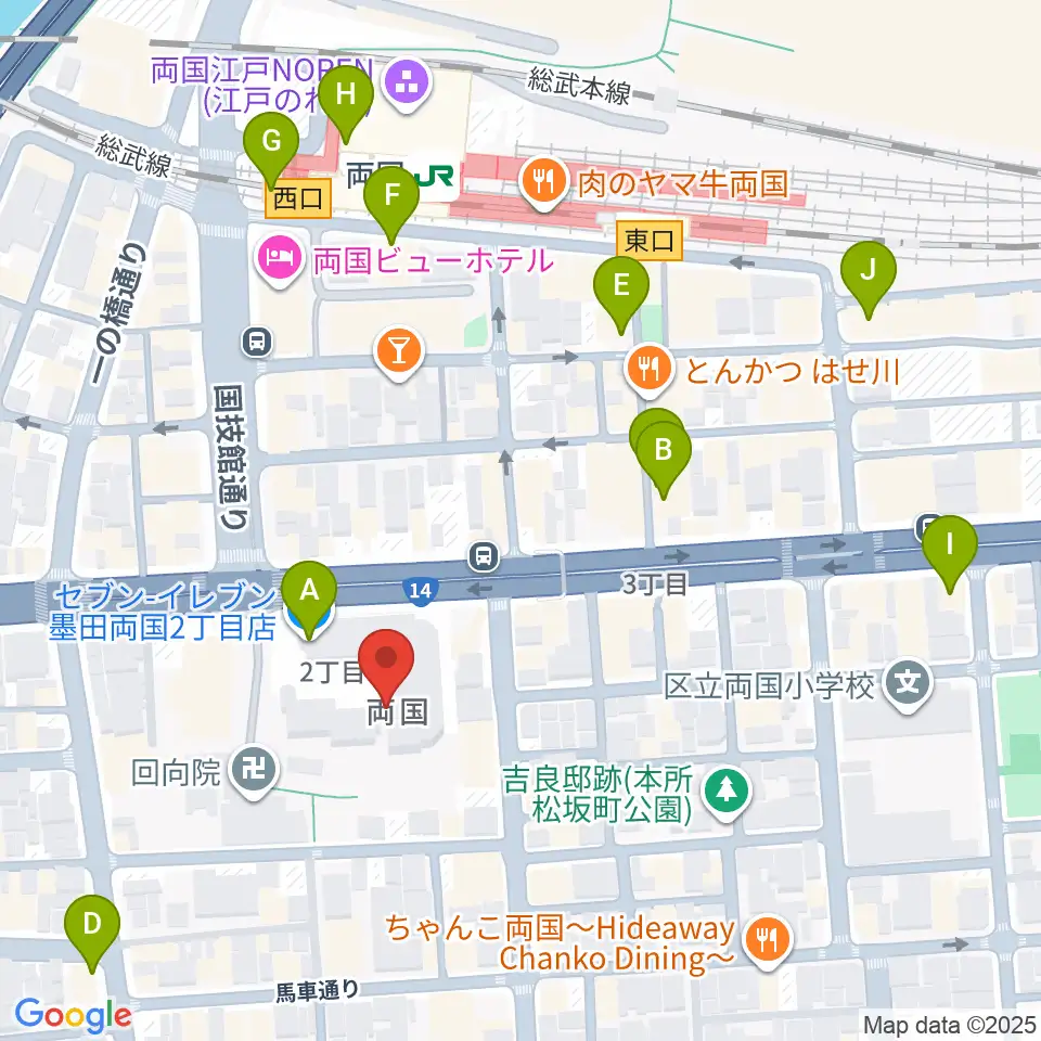 両国シアタ-カイ周辺のコンビニエンスストア一覧地図