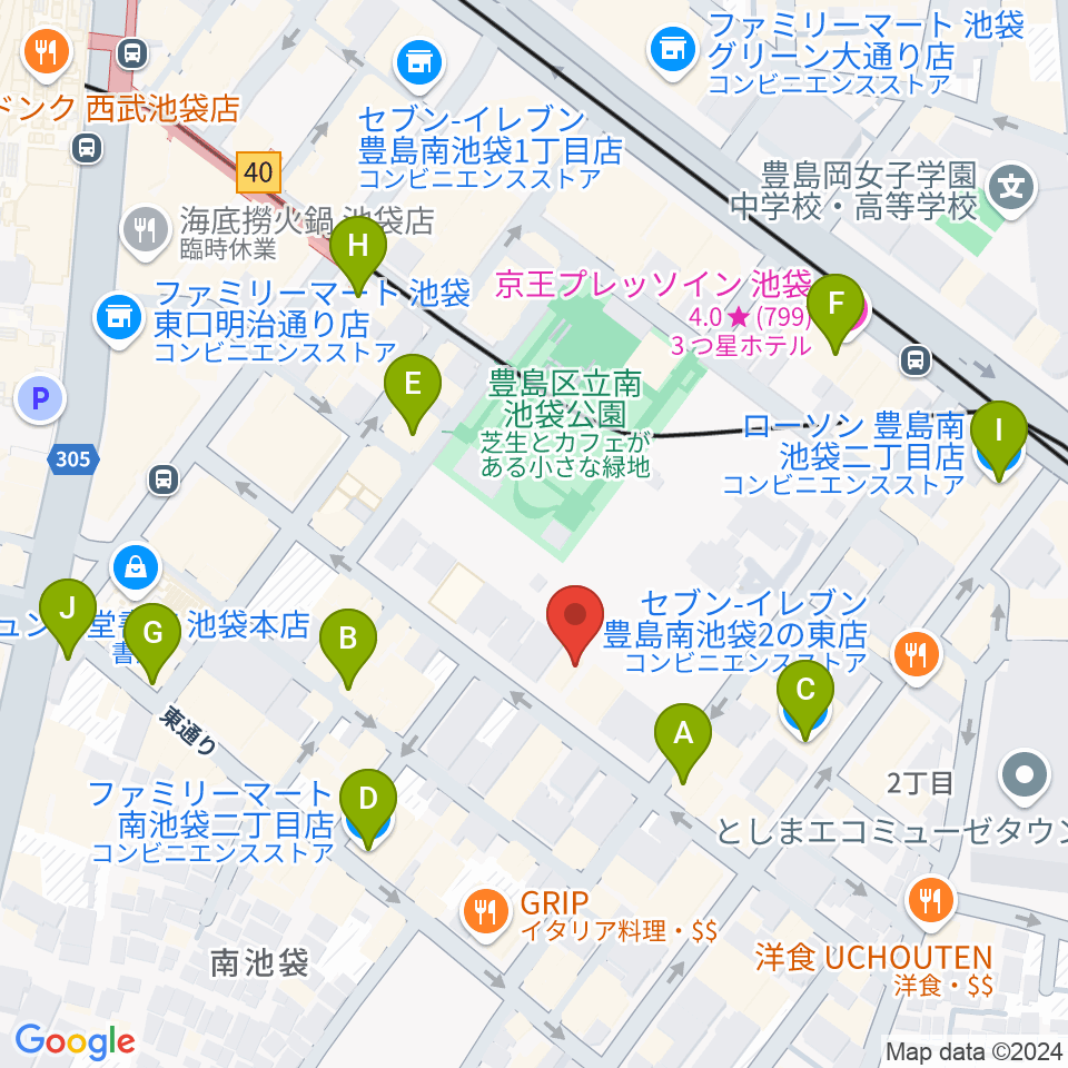 シアターグリーン周辺のコンビニエンスストア一覧地図