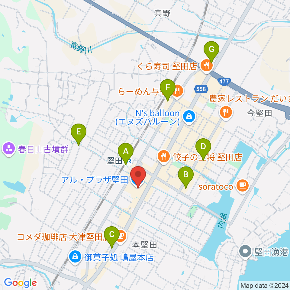 JEUGIA アル・プラザ堅田センター周辺のコンビニエンスストア一覧地図