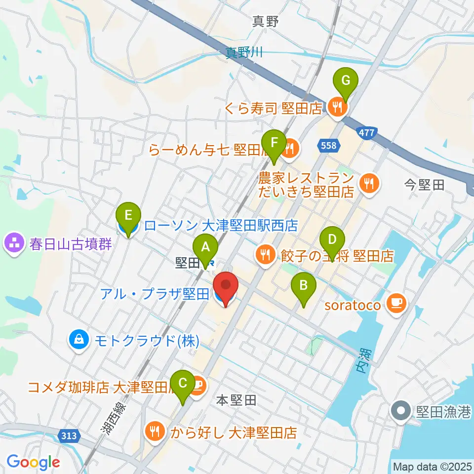 JEUGIA アル・プラザ堅田センター周辺のコンビニエンスストア一覧地図