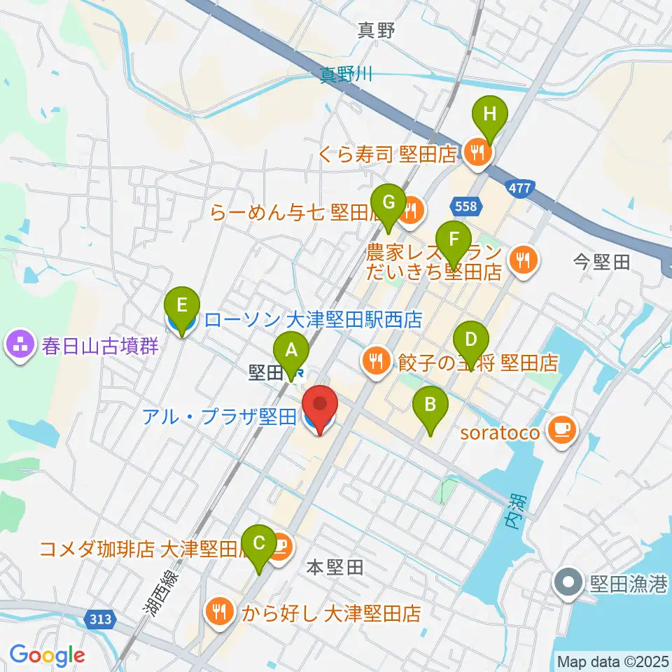 JEUGIA アル・プラザ堅田センター周辺のコンビニエンスストア一覧地図
