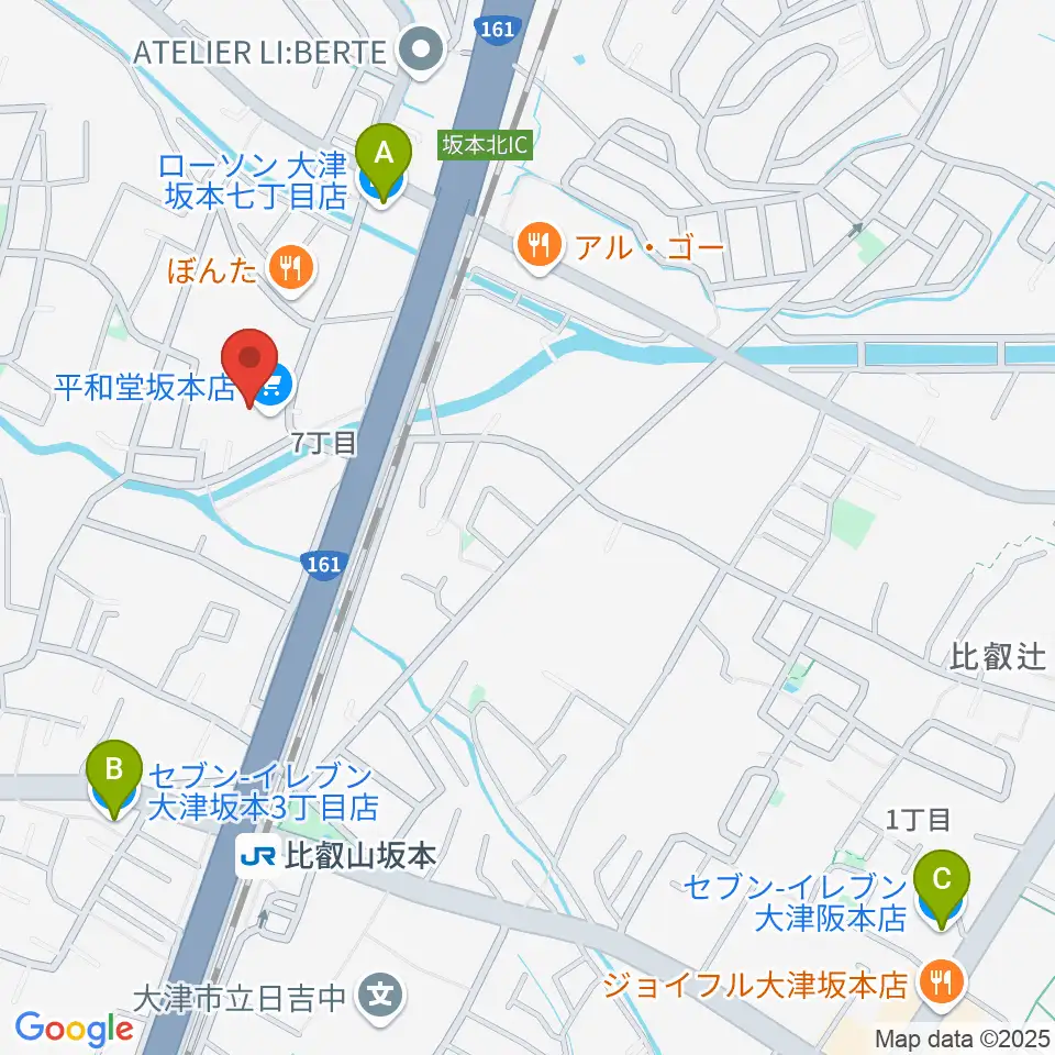 JEUGIA 坂本平和堂センター周辺のコンビニエンスストア一覧地図