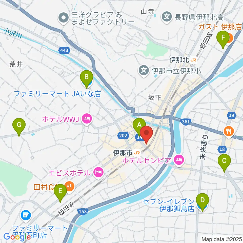 伊那グラムハウス周辺のコンビニエンスストア一覧地図