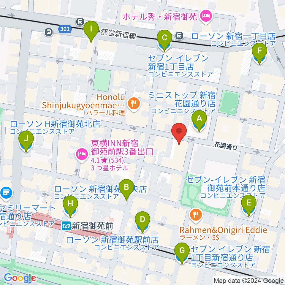 新宿シアターサンモール周辺のコンビニエンスストア一覧地図