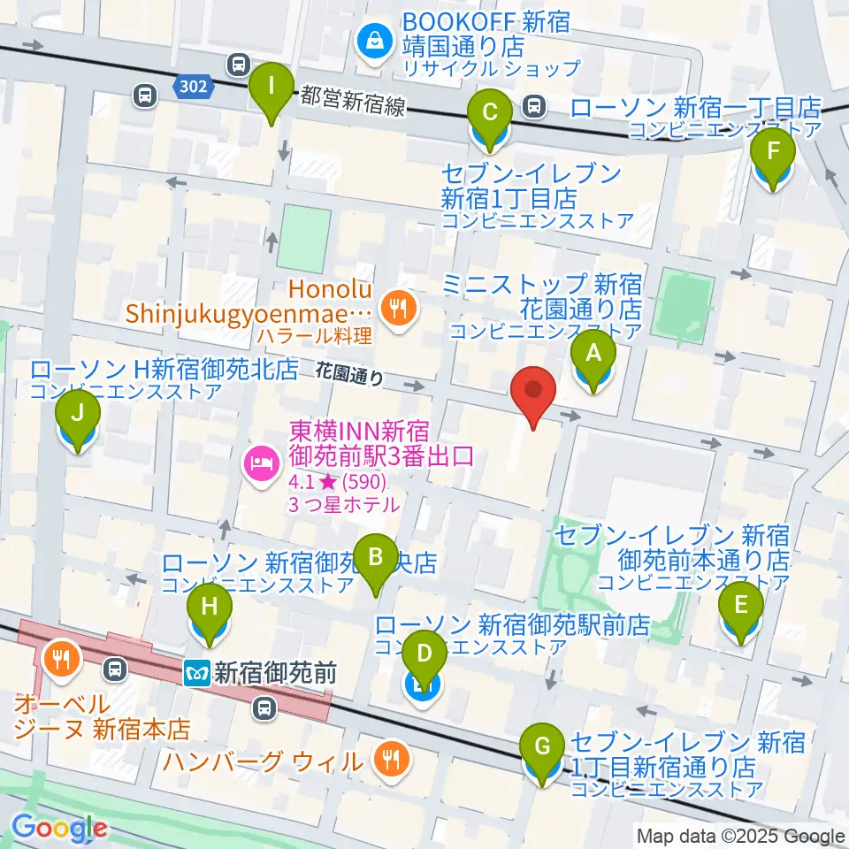 新宿シアターサンモール周辺のコンビニエンスストア一覧地図
