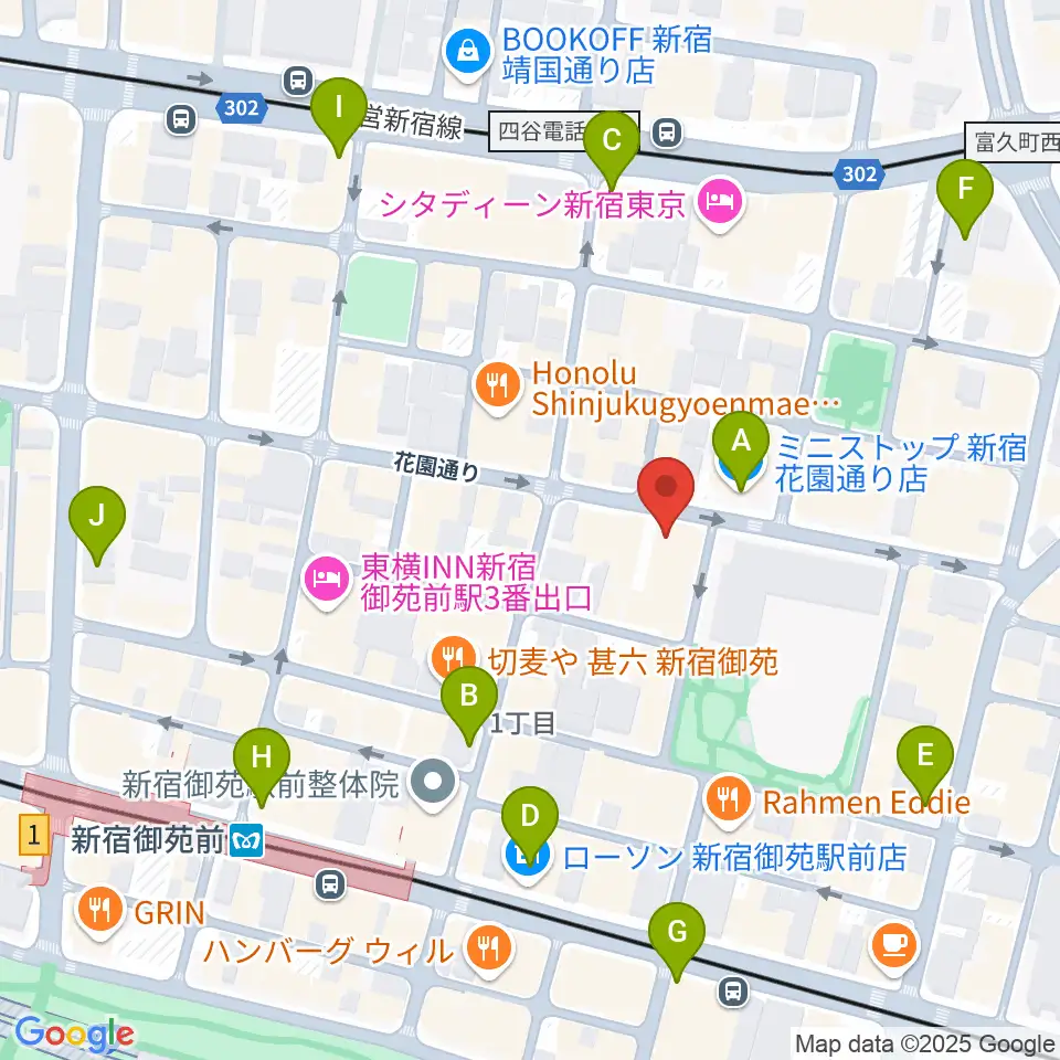 新宿シアターサンモール周辺のコンビニエンスストア一覧地図