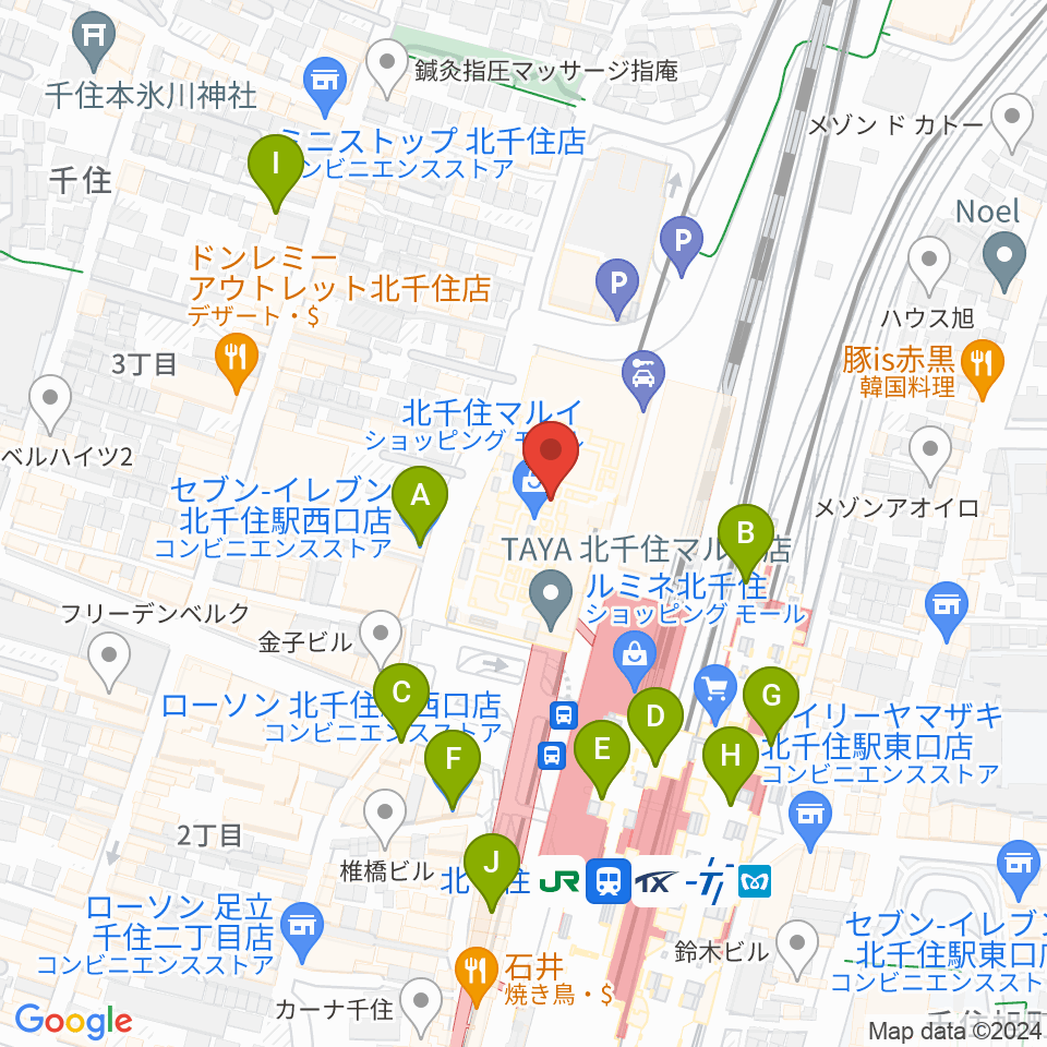 北千住シアター1010周辺のコンビニエンスストア一覧地図