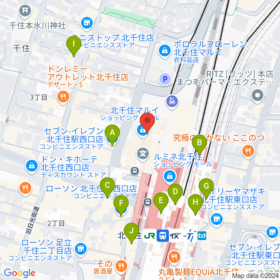 北千住シアター1010周辺のコンビニエンスストア一覧地図