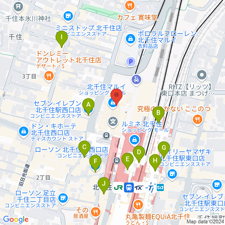 北千住シアター1010周辺のコンビニエンスストア一覧地図