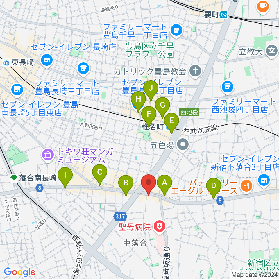 シアター風姿花伝周辺のコンビニエンスストア一覧地図