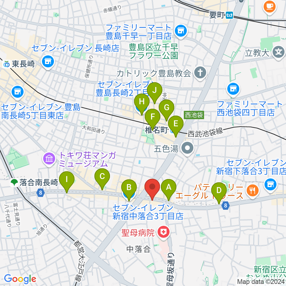 シアター風姿花伝周辺のコンビニエンスストア一覧地図