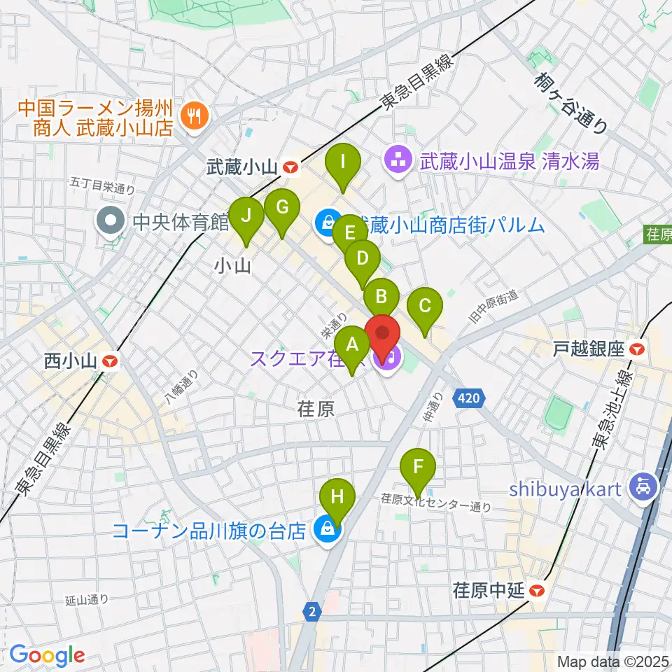 スクエア荏原 ひらつかホール周辺のコンビニエンスストア一覧地図