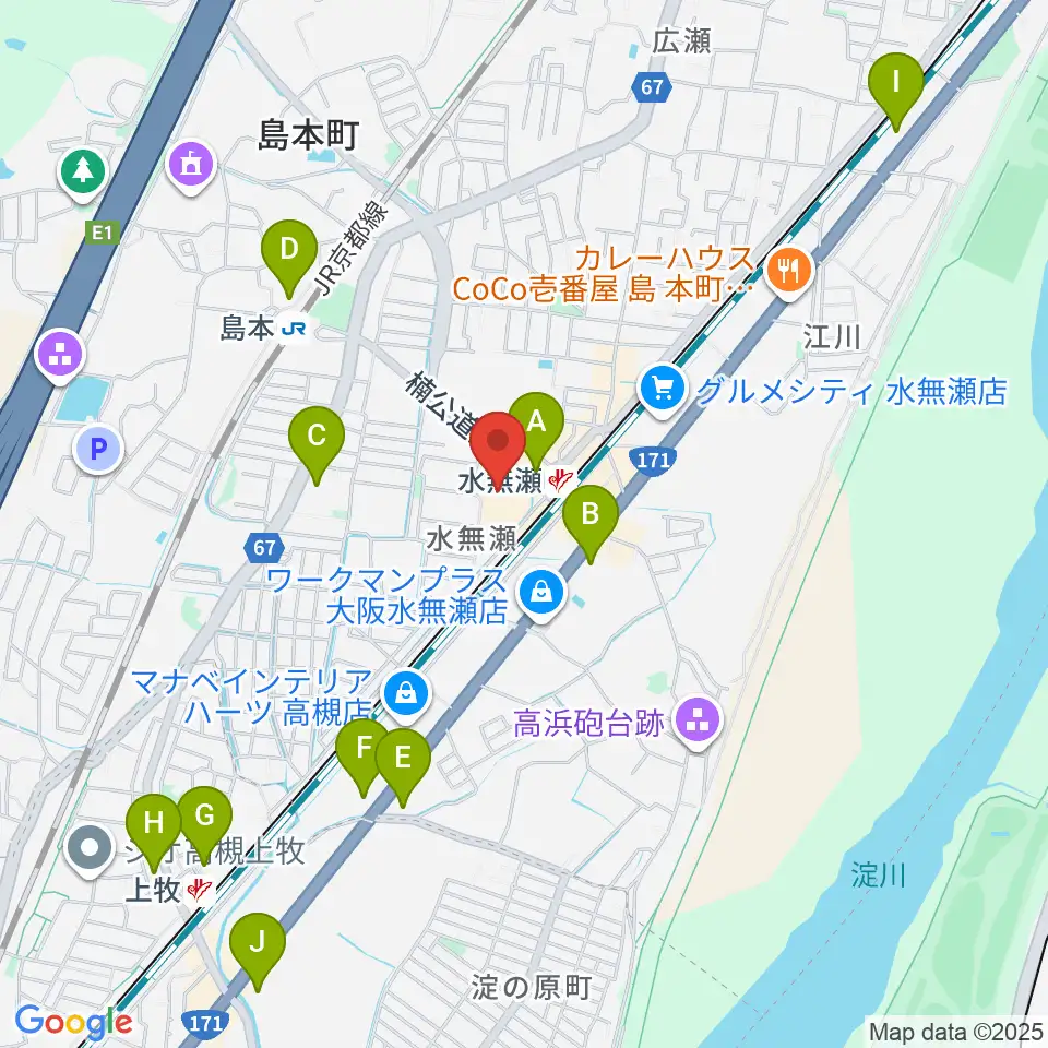 JEUGIA 島本センター周辺のコンビニエンスストア一覧地図