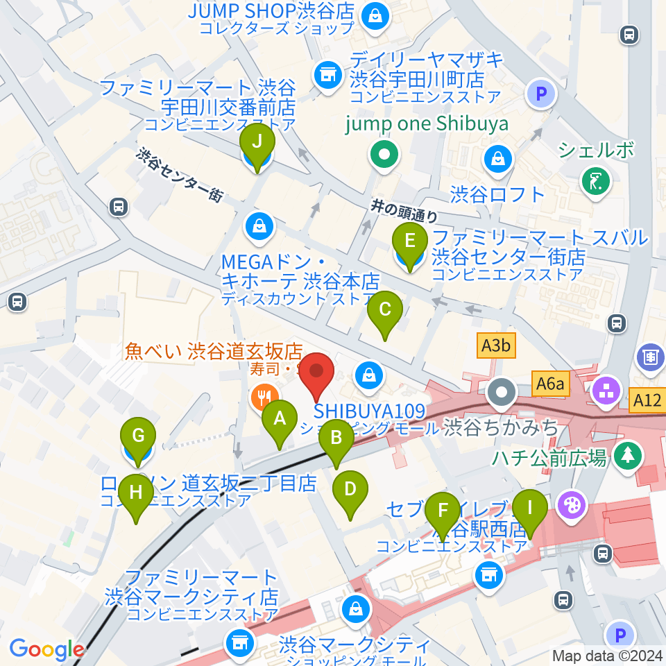 CBGKシブゲキ!!周辺のコンビニエンスストア一覧地図