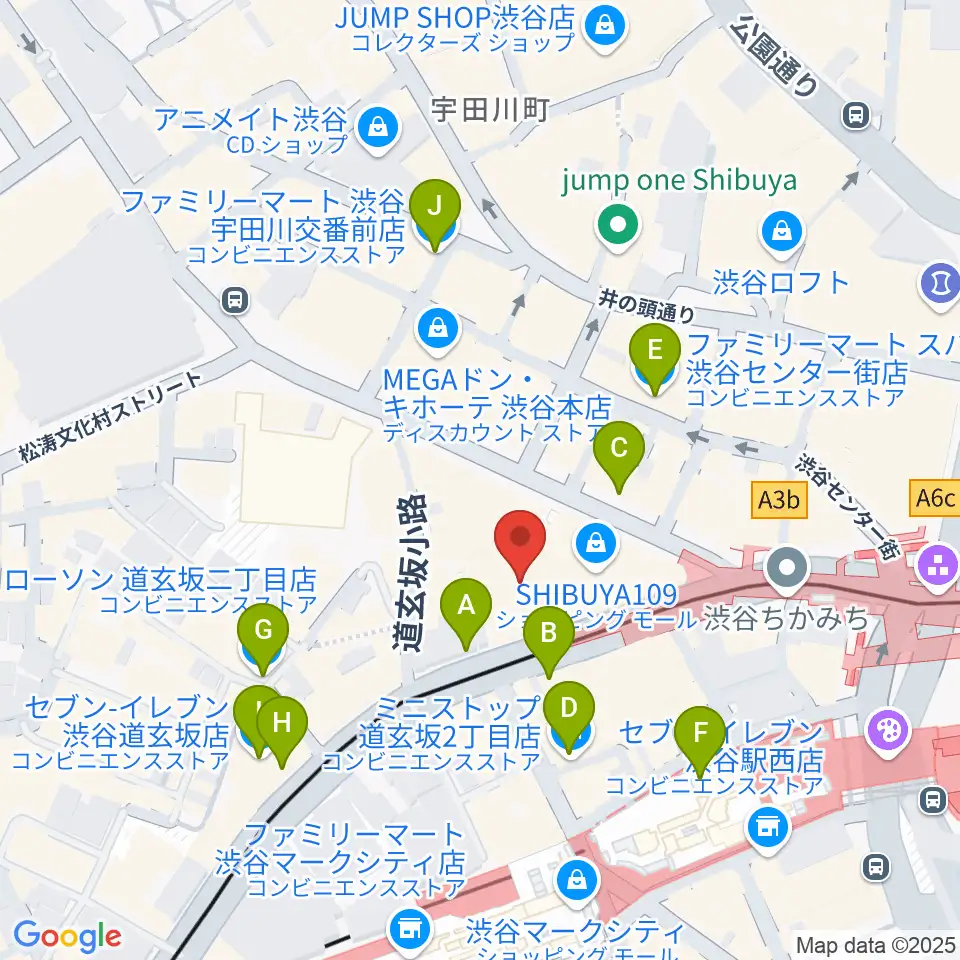 CBGKシブゲキ!!周辺のコンビニエンスストア一覧地図