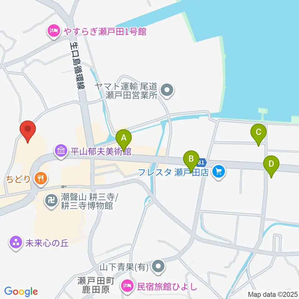 尾道市瀬戸田市民会館周辺のコンビニエンスストア一覧地図