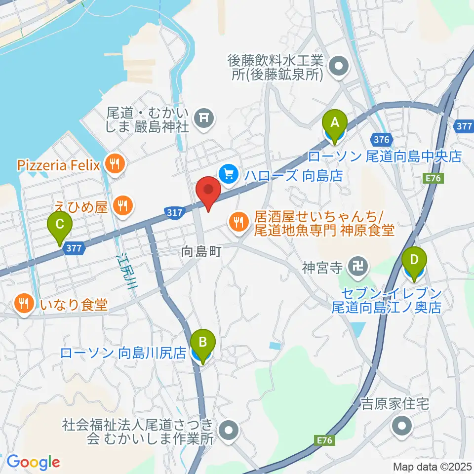 尾道市民センターむかいしま文化ホール周辺のコンビニエンスストア一覧地図