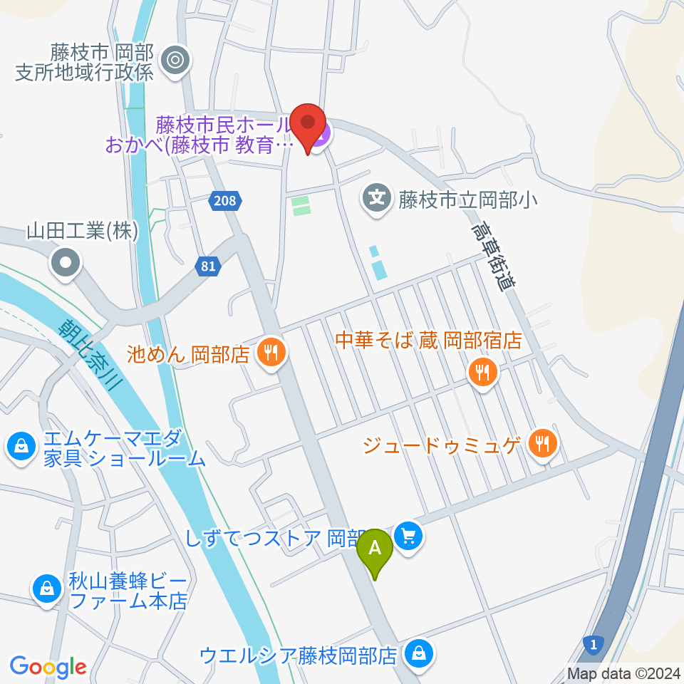 藤枝市民ホールおかべ周辺のコンビニエンスストア一覧地図